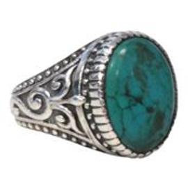 Bague Turquoise ovale chevali re argent 925 Homme Taille 61 62 63