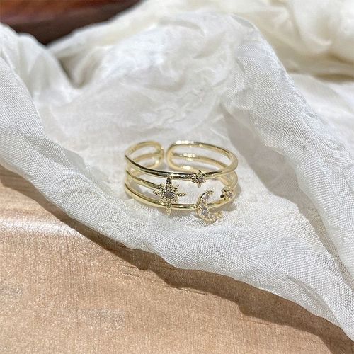 Bagues Ajustables En Cristal, toile Et Lune Pour Femmes, Bijoux En Mtal Dor, Mignons,  La Mode, Pour tudiantes, Nouvelle Collection 2021