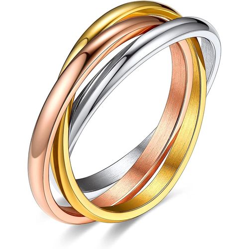 Bagues De Bande Imbriques Pour Les Femmes Filles, Bagues Croises Empilables En Acier Inoxydable En Argent / Or / Or Rose / Noir Tone, Bague De Promesse Minimaliste Pour LAmour / En