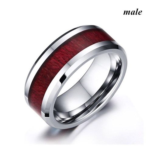 Bagues De Couple En Forme De CUr Pour Femmes Et Hommes, Ensemble De Bagues En Cristal Blanc Et Rouge, Incrustation En Bois Rouge, En Acier Inoxydable, Bijoux De Bande De Mariage