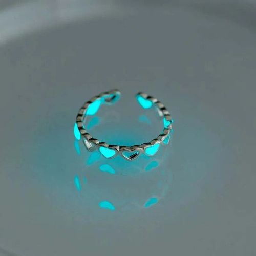 Bagues De Couple toiles Shoes Pour Femmes,Bleu,Vert,Document En Argent Simple,Brille Dans Le Noir,Matiques Rglables,Bijoux Cadeaux,Mode