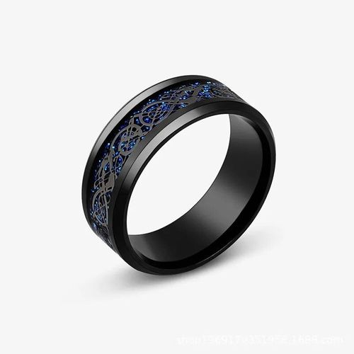 Bagues De Mariage En Acier Inoxydable Pour Hommes,Incrustes De Tungstne Noir,En Fibre De Carbone Bleue,Bijoux
