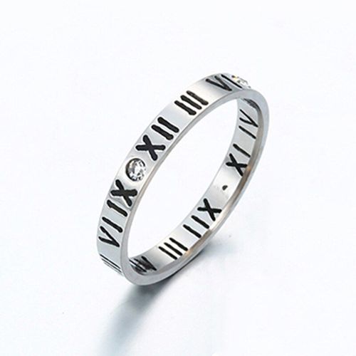 Bagues En Acier Inoxydable Avec Chiffres Romains Ajours, Bagues De Mariage En Or, Pierre Cz Simple, Bijoux De Couple, Cadeau