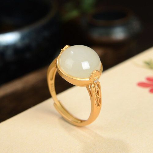 Bagues En Argent Sterling S925, Or, Jade Blanc Naturel, Rtro Simple lgant, Bague D'ouverture Ajustable Pour Femmes, K0209, Nouveau