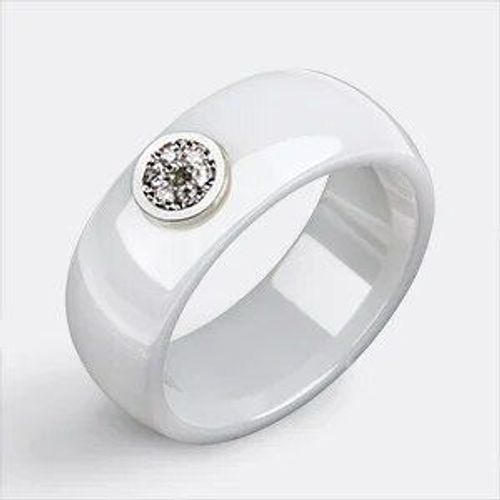 Bagues En Cramique Pour Femmes,6mm,Classiques,Noir Blanc,Pierre Indienne Lisse,Bijoux En Cristal,Mode Mariage,Bague De Fianailles,2020