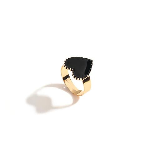 Bagues En mail Noir Et Rouge Pour Femmes, Anneaux Rglables En Forme De CUr, Design Simple, Bijoux De Fte