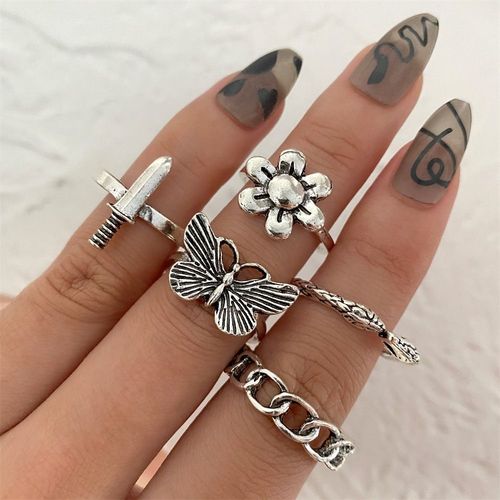 Bagues En Mtal Plaqu Argent Pour Femmes, Ensemble De 3 Pices, Il Emo Avec Flche Traversant Le CUr, Bagues De Doigt, Nouveaux Bijoux Hip Hop, Cadeau