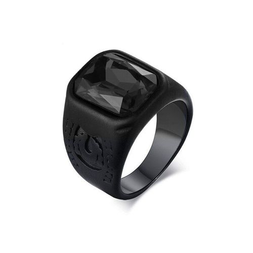Bagues En Pierre De Cristal Noir/Rouge/Bleu Pour Hommes Et Femmes, Bagues Carres En Zircon, Punk En Mtal, Bijoux  La Mode