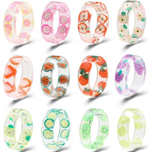 Bagues paisses En Rsine Acrylique Colore Pour Femmes, Bagues Empilables Uniques En Plastique Et Transparentes De Style Tendance Y2k, Jolies Bagues Ouvertes Rtro, Bijoux Gi R093