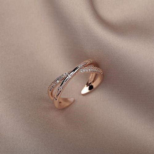 Bagues Gomtriques Simples En Zircon, Rose Or, Croix, Ajustables,  La Mode, Pour Femmes, Fte En Cristal, Nouvel Arrivage, 2021