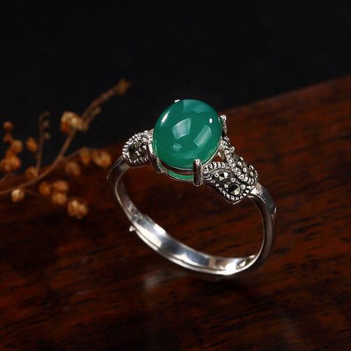 Bagues Rtro En Argent Sterling S925 Incrustes De Marcassite, Calcdoine Jaune Blanc Vert Pour Femmes, Bagues D'ouverture Rglables, Vente En Gros, K0142, Nouvelle Collection