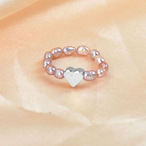 Bagues Simples En Forme De CUr Pour Femmes, Anneau lastique En Perle D'eau Douce Blanche, Ajustable  La Main, Bijoux, Cadeau De Fte De Marie