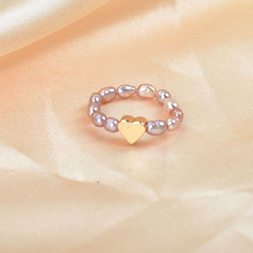 Bagues Simples En Forme De CUr Pour Femmes, Anneau lastique En Perle D'eau Douce Blanche, Ajustable  La Main, Bijoux, Cadeau De Fte De Marie