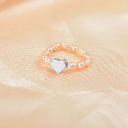 Bagues Simples En Forme De CUr Pour Femmes, Anneau lastique En Perle D'eau Douce Blanche, Ajustable  La Main, Bijoux, Cadeau De Fte De Marie