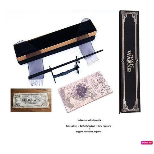 Baguette Wand Severus Rogue Mtal/Rsine+Boite + 2 Cartes + Support Baguette