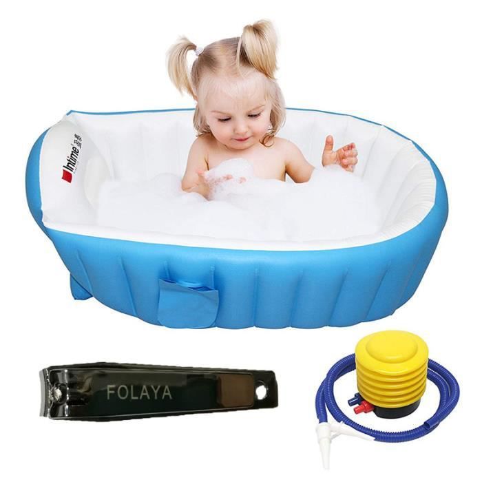 Baignoire Gonflable Pour Bebe Baignoire Pliable Et Anti Glissante Securite Et Portable Un Gonfleur Compris Pour 0 3 Ans Bleu Scb58 Rakuten