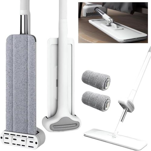 Balai Plat Autonettoyant Pour Paresseux (2024) - Balai Plat Rotatif  360, Essoreur Automatique Pour Nettoyage Humide Et Sec, Balai En Microfibre Mains Libres Pour Le Nettoyage Des Sols Et Parquets