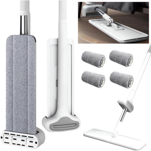 Balai Plat Autonettoyant Pour Paresseux (2024) - Balai Plat Rotatif  360, Essoreur Automatique Pour Usage Humide Et Sec, Serpillre En Microfibre Mains Libres Pour Le Nettoyage Des Sols Et Parquets