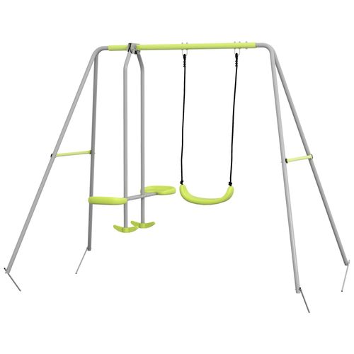 Balanoire 2 Agrs Portique Avec Balanoire Et Face  Face Dim. 2,55l X 1,6l X 1,8h M Mtal poxy Pe Gris Vert