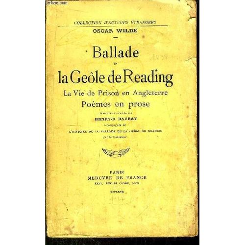 Ballade De La Géole De Reading, La Vie De Prison En Angleterre, Poèmes En Prose Rakuten