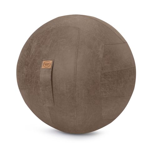 Balle D'assise Design Simili Cuir Marron Avec Poigne D65