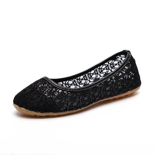 Ballerines  Nministriels D Pour Femme,Chaussures Classiques D't,Dcoupes,Douces,Ajoures,Dcontractes,Respirantes,Confortables,Noires - 35