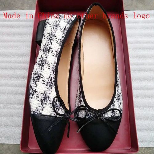 Ballerines Classiques En Cuir Pour Femmes,Chaussures Plates,Tweed Grill,N?Ud D'pissure,Rond,Mode Basique,Deux Documents,2024 - 42