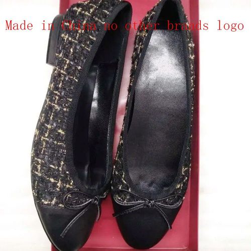 Ballerines Classiques En Cuir Pour Femmes,Chaussures Plates,Tweed Grill,N?Ud D'pissure,Rond,Mode Basique,Deux Documents,2024 - 36