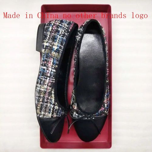 Ballerines Classiques En Cuir Pour Femmes,Chaussures Plates,Tweed Grill,N?Ud D'pissure,Rond,Mode Basique,Deux Documents,2024 - 39