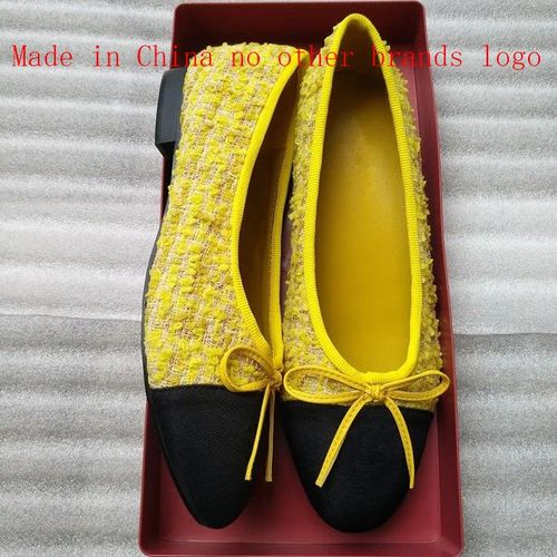 Ballerines Classiques En Cuir Pour Femmes,Chaussures Plates,Tweed Grill,N?Ud D'pissure,Rond,Mode Basique,Deux Documents,2024 - 39