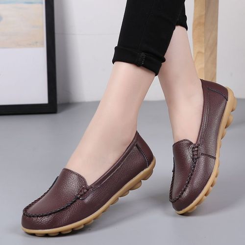 Ballerines En Cuir Dcoupes Pour Femmes,Mocassins Respirants,Chaussures Bateau,Ballerines Dcontractes,2024 - 42