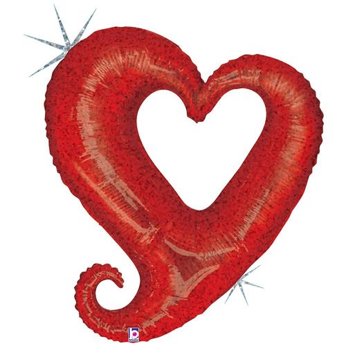 Ballon Aluminium Coeur Ajour 94cm Rouge