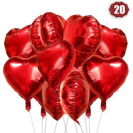 Ballon Coeur Rouge 20-Pack, baudruche en Forme de Coeur, Ballons