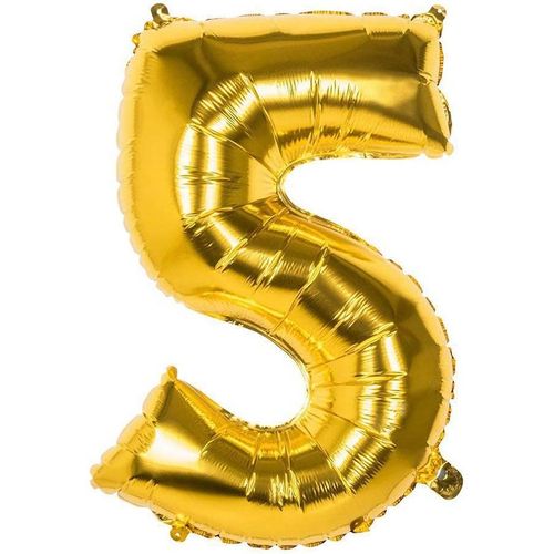 Ballon D'anniversaire Chiffre 5 Couleur Or - 36 Cm