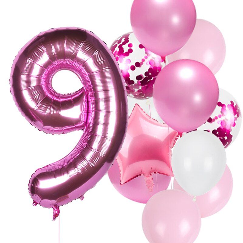 Ballons Numeriques En Feuille Pour 1er Anniversaire 12 Pieces Decoration De Soiree Pour Petite Fille Princesse Pour Enfants De 1 2 3 4 5 6 7 8 9 Ans 9 Number Set Rakuten