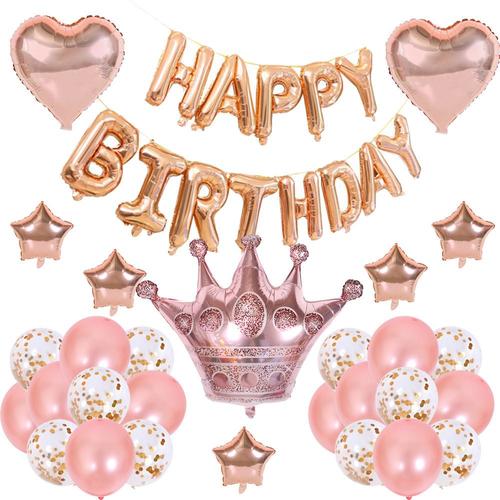 Balloons De Fete,D'aluminium Ballons,Ballon Anniversaire Decoration De Fete Anniversaire-Or Rose Ensemble 3