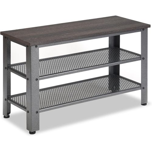Banc  Chaussures  3 Niveaux Avec Sige, tagre  Chaussures Avec 2 tagres Grillages, Meuble De Rangement En Mtal Et Bois, Banc Avec 4 Coussins, tagre De Rangement Design Industriel
