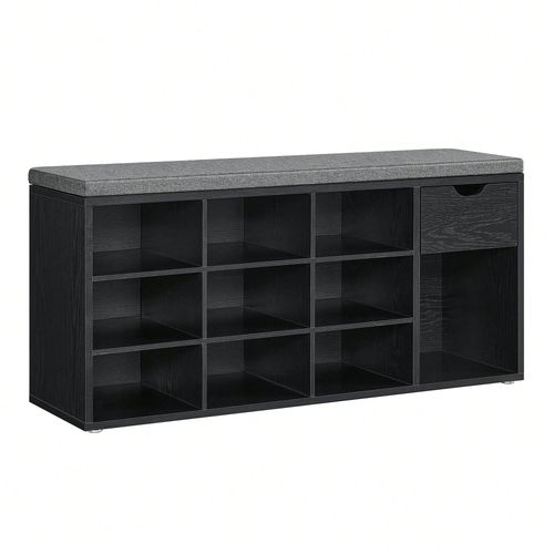 Banc  Chaussures, Banc Rangement, tagre  Chaussures, Sige Rembourr, Couloir, Entre, Chambre, 30 X 104 X 48 Cm, Noir Bois Et Gris Ardoise