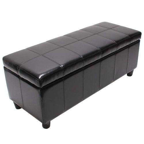 Banc Banquette Rembourre Coffre De Rangement Kriens, Cuir Reconstitu, 112x45x45cm   Noir