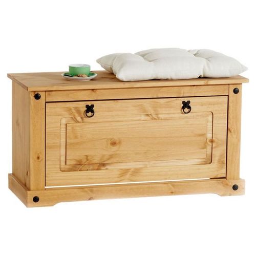Banc Coffre  Chaussures Tequila Style Mexicain 1 Abattant En Pin Massif  La Finition Cire