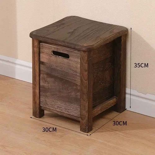 Banc De Changement De Chaussures En Bois Massif,Meuble De Table Basse De Chevet De Canap,Tabouret Carr De Rangement Nordique Avec Melb - Type Brown-L