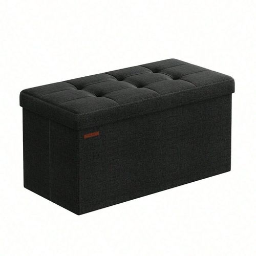 Banc De Rangement Pliable De 76 Cm, Coffre De Rangement, Tabouret Repose-Pieds, Pouf De Chambre, Noir