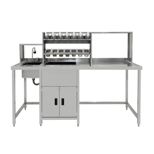 Banc De Travail Bubble Tea Boba Comptoir Prparation Service vier Acier Mitigeur Bac  Glace Placard tagres Bacs Gastro Bouteilles Sirop Kukoo Shaker Scelleuse Frigo Machine  Glace Chrd Horeca