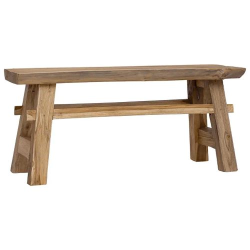 Banc En Bois De Recuperation Melange Et Teck Massif 100x28x43 Cm | Style Antique, Construction Robuste, Unique Et Fait A La Main, Gain De Place