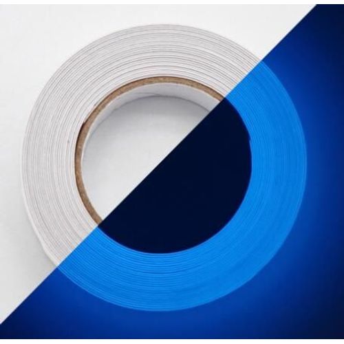 Bande Autocollante Lumineuse Photoluminescente,3 Mtres,Autocollant Fluorescent Rflchissant,Brille Dans La Nuit,Pour Bricolage,Avertissement,Lumire Du Sol - Type Bleu-3cm
