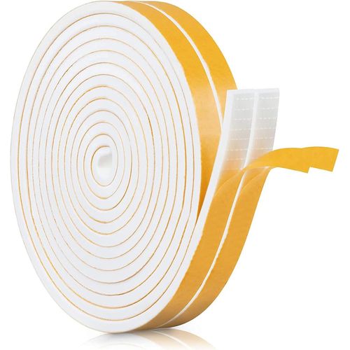 Bande d'tanchit pour porte,bande de mousse autocollante,joint en caoutchouc pour isolation acoustique,longueur totale (12x6 mmx8 m,blanc)