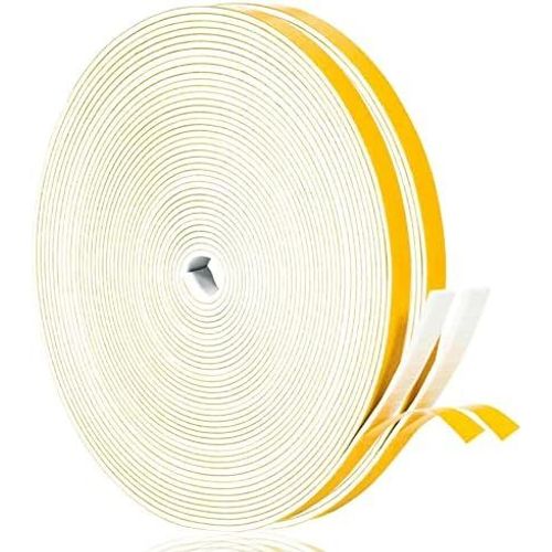 Bande d'tanchit pour portes-Bande en mousse autocollante-Joint en caoutchouc pour collision-Isolation acoustique-Longueur totale (6x1,5 mmx20 m,blanc)