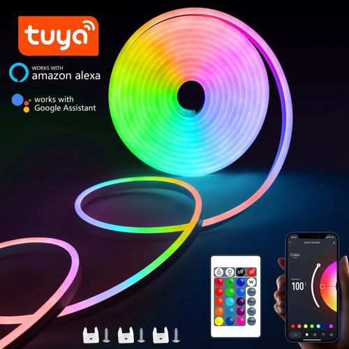 Bande Led Non Rgb 5m Ip65 tanche Bricolage Bande Non Usb Tuya App Tlcommande Ruban Flexible Pour L'clairage De Dcoration Intrieure-5m Wifi Tuya