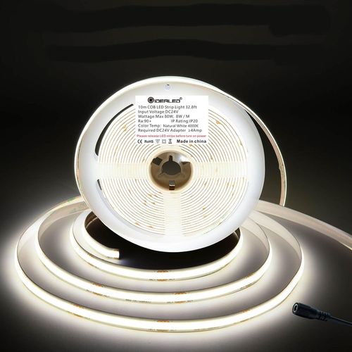 Bande Lumineuse Led Cob Dc24 V 10 M/Rouleau,4000 K Blanc Naturel  Intensit Variable,Flexible Haute Densit,Bande Led Fcob 7680 Lm Pour Projet D'clairage  La Maison Et Au Bureau (Sans