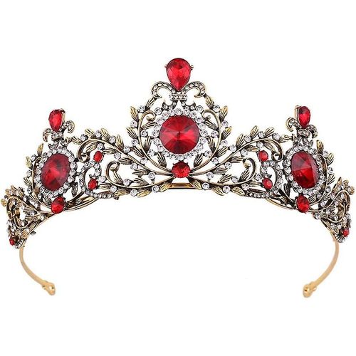 Bandeau Diadme En Feuille D'alliage Vintage Avec Inserts De Strass En Cristal De Couronne